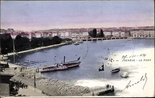 Ak Genève Genf Schweiz, Le port, Dampfer