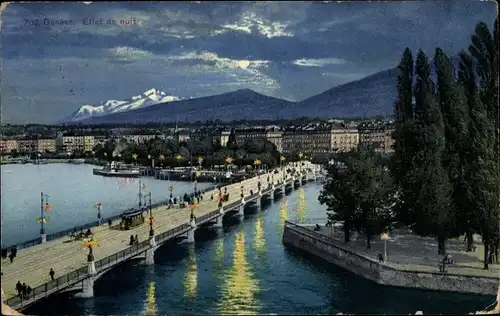 Ak Genève Genf Schweiz, Effet de nuit