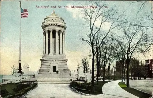 Ak New York City USA, Soldiers' and Sailors' Monument