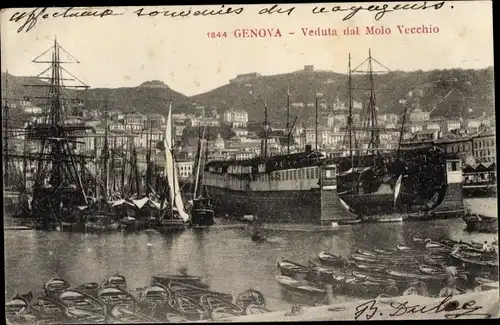 Ak Genova Genua Liguria, Veduta dal Molo Vecchio