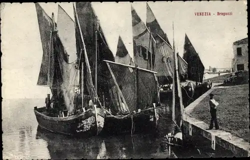 Ak Venezia Venedig Veneto, Bragozzi, Segelboote