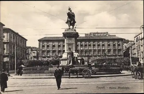 Ak Napoli Neapel Campania, Piazza Municipio