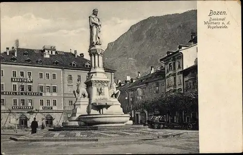 Ak Bozen Bolzano Südtirol, Denkmal Walthiers v. d. Vogelweide