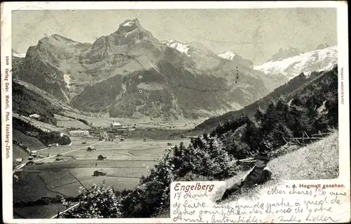 Ak Engelberg Kanton Obwalden Schweiz, Blick vom Hegmatt aus