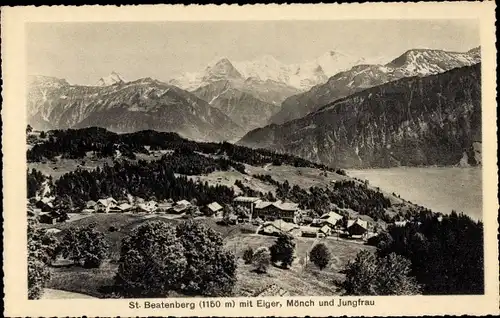 Ak Beatenberg Kanton Bern, Ort mit Eiger, Mönch und Jungfrau