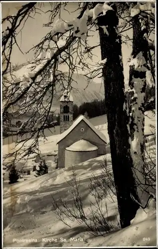 Ak Pontresina Kanton Graubünden Schweiz, Kirche Sa. Maria