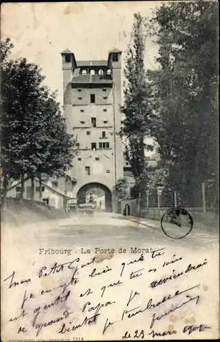 Ak Fribourg Freiburg Stadt Schweiz, La Porte de Morat