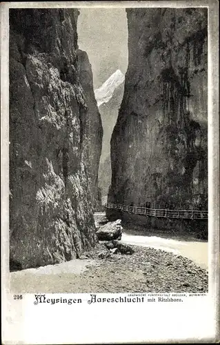 Ak Meyringen Meiringen Kanton Bern, Aareschlucht mit Ritzlihorn