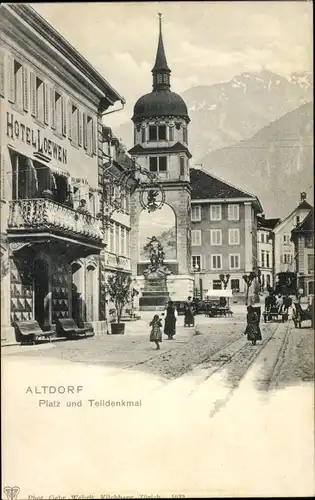 Ak Altdorf Kt Uri, Platz und Telldenkmal
