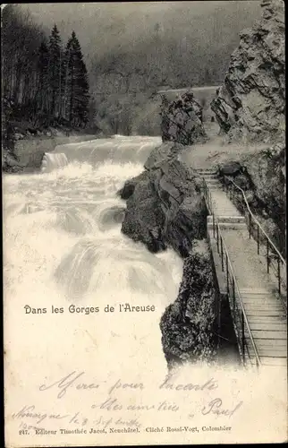 Ak Noiraigue Kanton Neuenburg, Dans les Gorges de l'Areuse