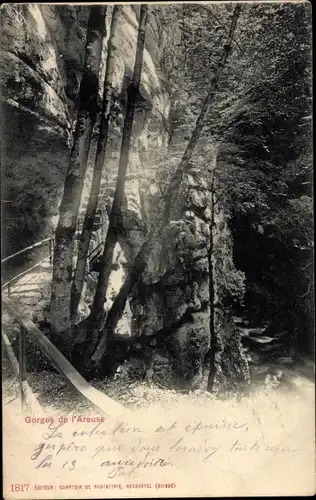 Ak Noiraigue Kanton Neuenburg, Dans les Gorges de l'Areuse