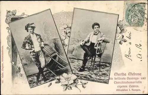 Ak Martha Melrose, Gesangs und Charakterhumoristin, Portrait