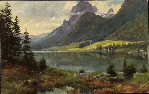 Künstler Ak Hoffmann, H., Der Hintersee mit den Mühlsturzhörnern