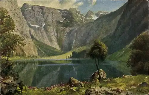 Künstler Ak Hoffmann, H., Königssee Der Oberfee mit Rauner- und Röthswand und Teufelshörnern