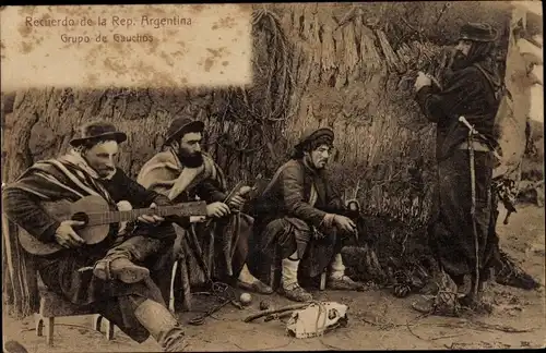 Ak Argentinien, Grupo de Gauchos, Gitarre
