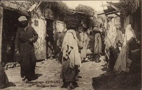 Ak Scènes et Types d'Orient, Marché ou Bazar, Markt, Araber