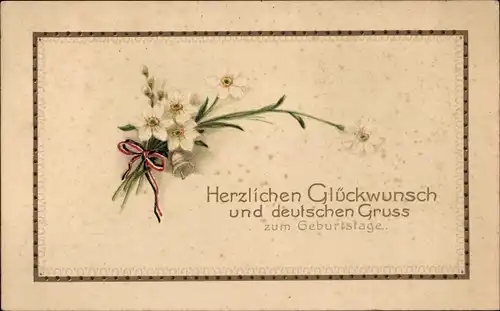 Ak Glückwunsch Geburtstag, Narzissen, Patriotik