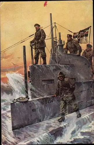 Künstler Ak Stöwer, Willy, Deutsches U Boot, Unterseeboot, Kaiserliche Marine