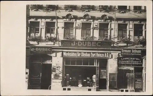 Foto Ak Dresden Altstadt, Grunaer Str. 26, Geschäft J. Dubec, Werkstätten für Ofenbau Curt Heinze
