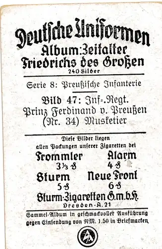 Sammelbild Deutsche Uniformen, Zeitalter Friedrichs des Großen, Serie 28 Bild 164 Reuter Regt.