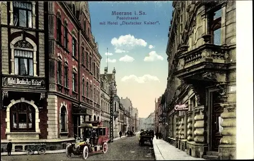 Ak Meerane in Sachsen, Poststraße, Hotel Deutscher Kaiser