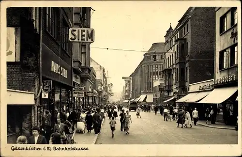 Ak Gelsenkirchen im Ruhrgebiet, Bahnhofstraße, Geschäfte