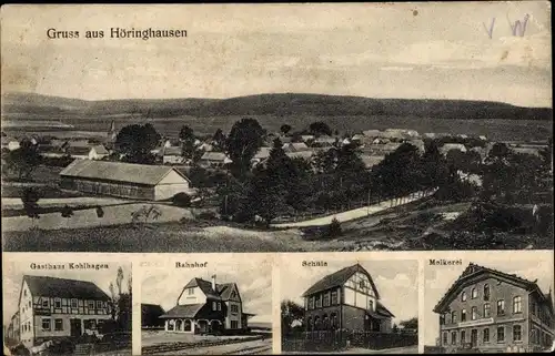 Ak Höringhausen Waldeck Hessen, Gesamtansicht, Bahnhof, Gasthof Kohlhagen, Molkerei, Schule