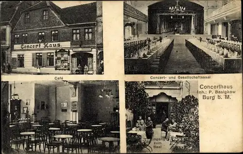 Ak Burg bei Magdeburg, Conzerthaus, Café, Gesellschaftssaal