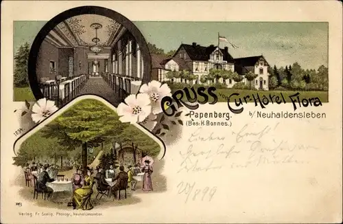 Litho Neuhaldensleben Haldensleben Börde, Cur-Hotel Flora, Papenberg