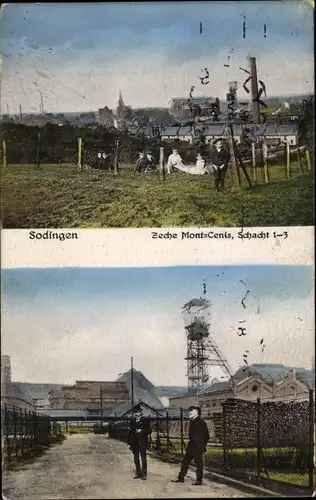 Ak Sodingen Herne im Ruhrgebiet, Zeche Mont Cenis, Schacht 1-3