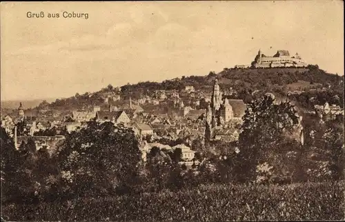 Ak Coburg in Oberfranken, Ortsansicht, Kirche, Schloss