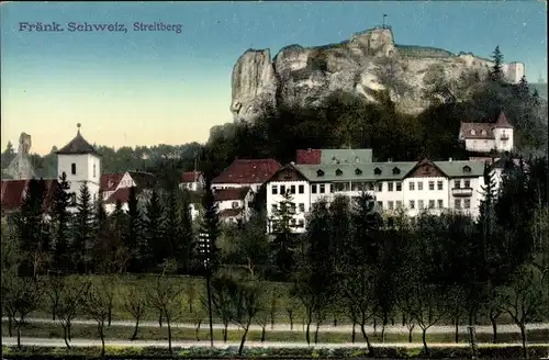 Ak Streitberg Wiesenttal Fränkische Schweiz, Ortsansicht, Felsplateau