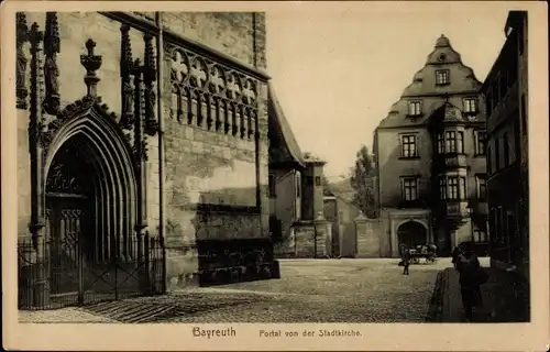 Ak Bayreuth in Oberfranken, Portal von der Stadtkirche
