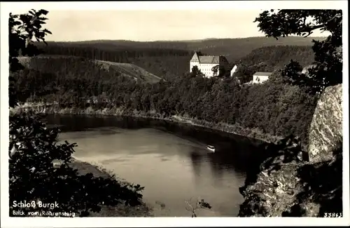 Ak Burgk Schleiz in Thüringen, Schloss Burgk an der Saale, Blick vom Röhrensteig