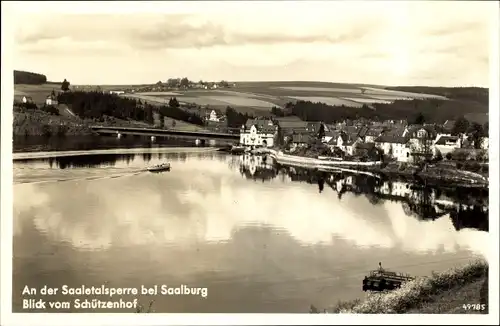 Ak Saalburg in Thüringen, an der Saaletalsperre, Blick vom Schützenhof