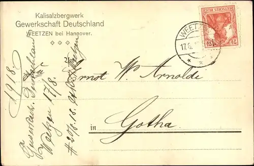 Ak Weetzen Ronnenberg Niedersachsen, Kalisalzbergwerk Gewerkschaft Deutschland