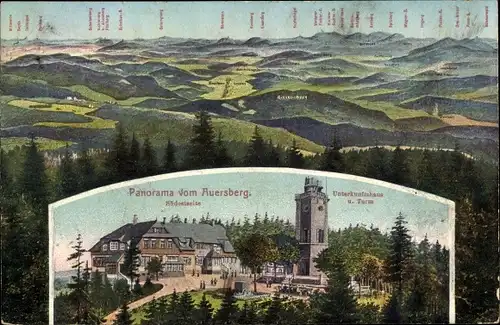 Ak Wildenthal Eibenstock im Erzgebirge, Panorama vom Auersberg, Unterkunftshaus, Riesenberg