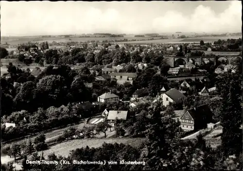 Ak Demitz Thumitz in Sachsen, Ortsansicht vom Klosterberg