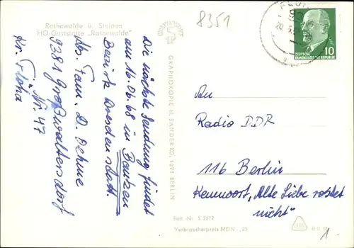 Ak Rathewalde Hohnstein Sächsische Schweiz, HO Gaststätte Rathewalde