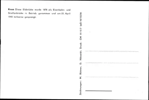 Künstler Ak Riesa an der Elbe Sachsen, Elbbrücke um 1925