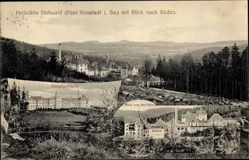 Ak Hohwald Neustadt in Sachsen, Heilstätte Hohwald, Hauptgebäude, Blick nach Süden