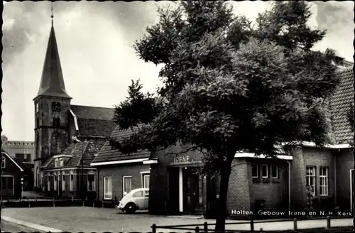 Ak Holten Overijssel Niederlande, Gebouw Irene en N. H. Kerk