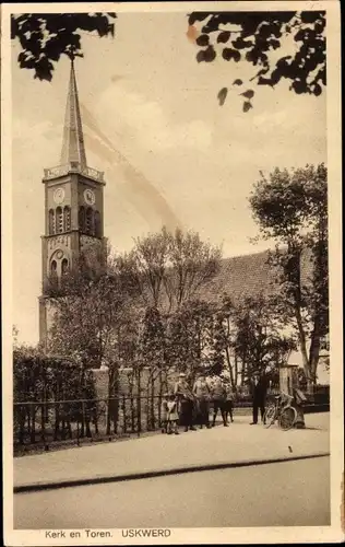 Ak Uskwerd Groningen Niederlande, Kerk en Toren