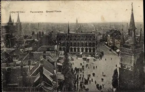 Ak Kortrijk Courtrai Westflandern, Panorama, Grande Place