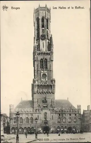 Ak Bruges Brügge Flandern Westflandern, Les Halles et le Beffroi