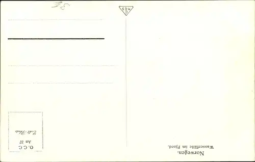 Ak Norwegen, Blick auf Wasserfälle im Fjord