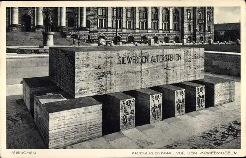 Ak München, Kriegerdenkmal vor dem Armeemuseum