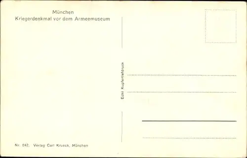 Ak München, Kriegerdenkmal vor dem Armeemuseum