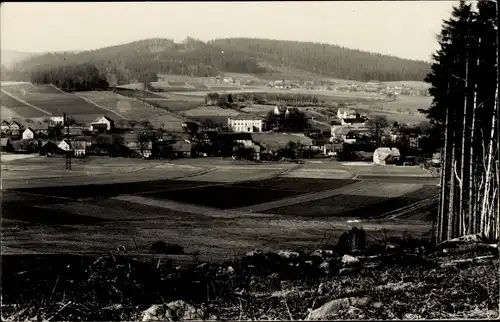 Ak Lauba Lawalde in der Lausitz, Ortspanorama mit umliegender Landschaft