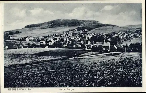 Ak Ebersbach in der Oberlausitz, Neue Sorge, Ortspanorama